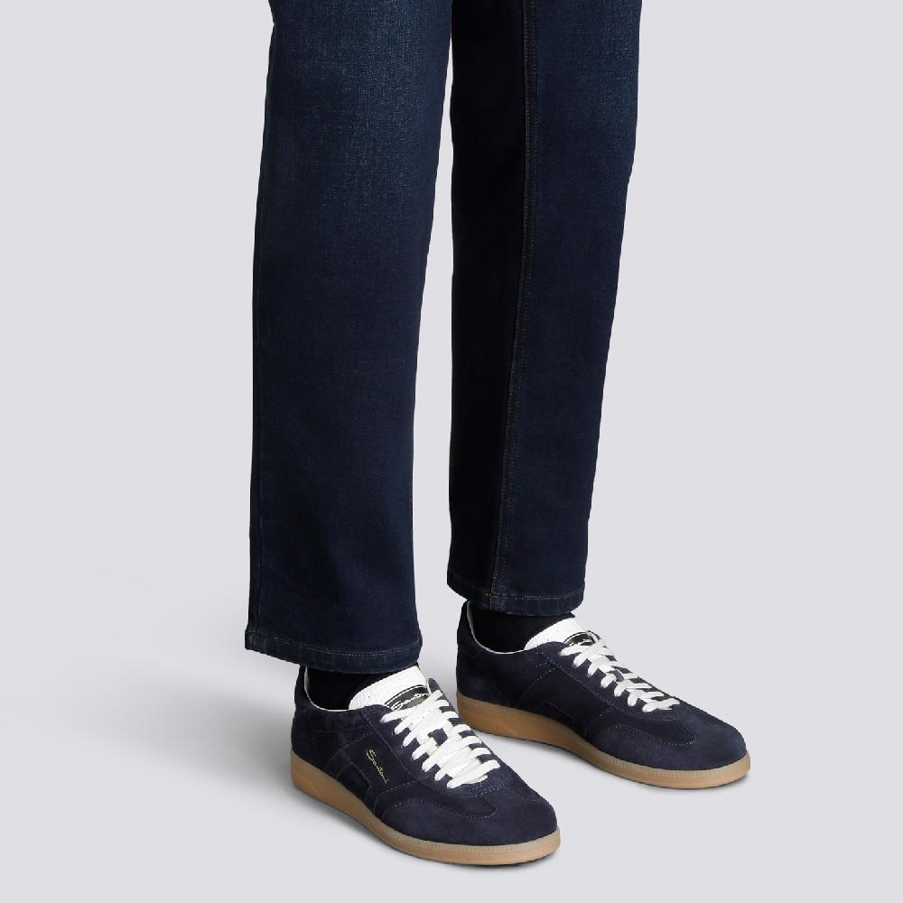 Santoni DBS Oly sneaker da uomo in suede blu Vendita