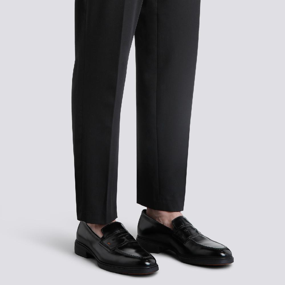 Santoni Mocassino Easy da uomo in pelle nera Promozione