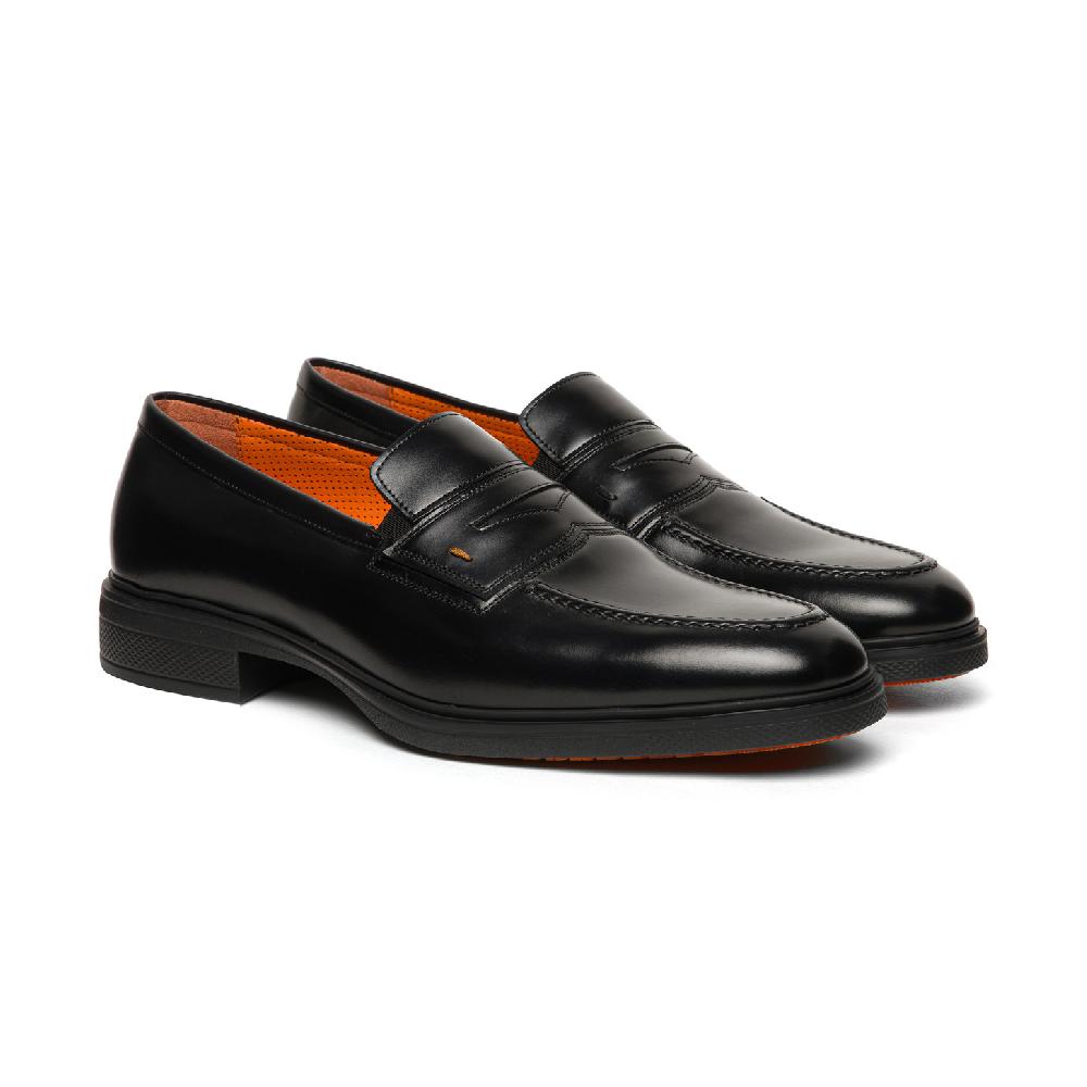 Santoni Mocassino Easy da uomo in pelle nera Promozione
