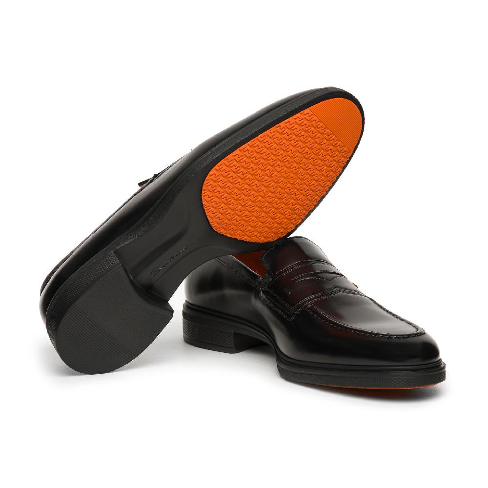 Santoni Mocassino Easy da uomo in pelle nera Promozione