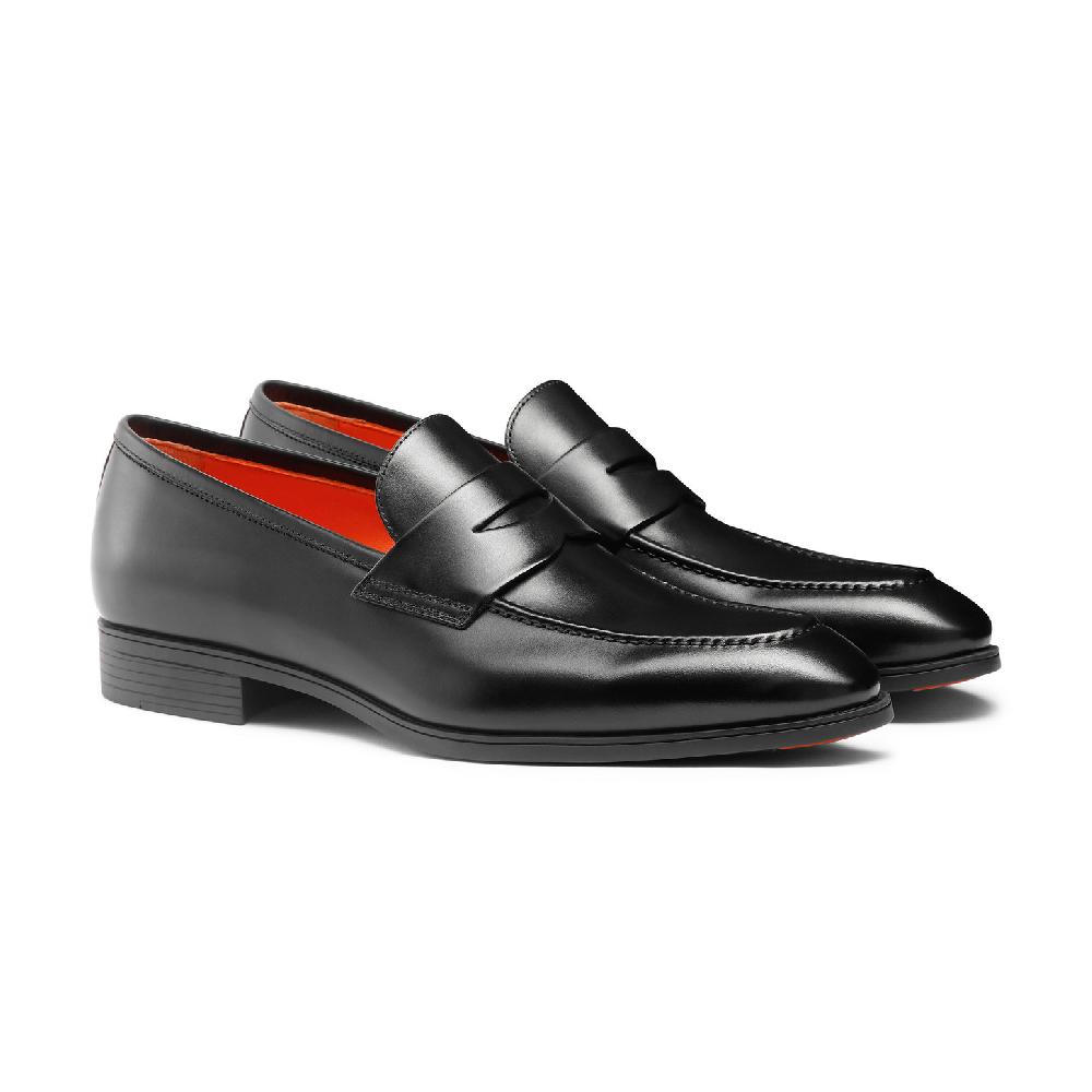 Santoni Mocassino penny da uomo in pelle nera Qualità Garantita