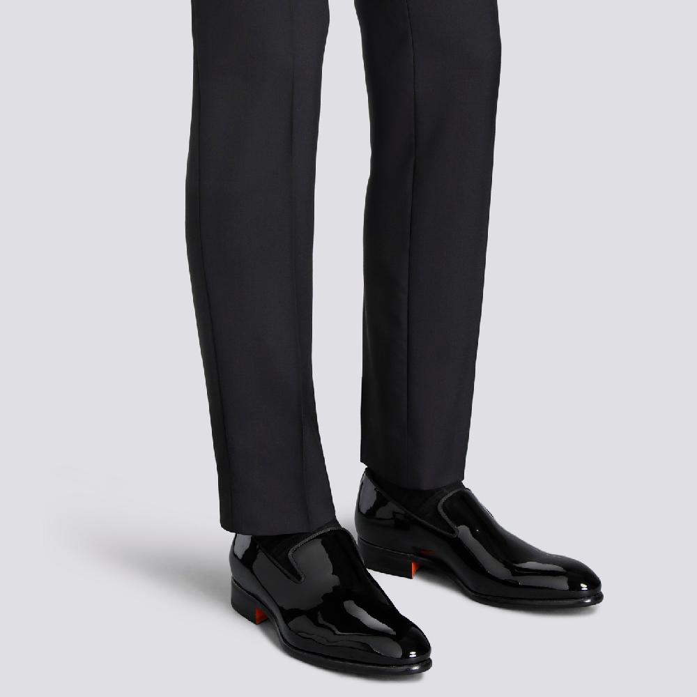 Santoni Mocassino da uomo in vernice nera Promozione Limitata