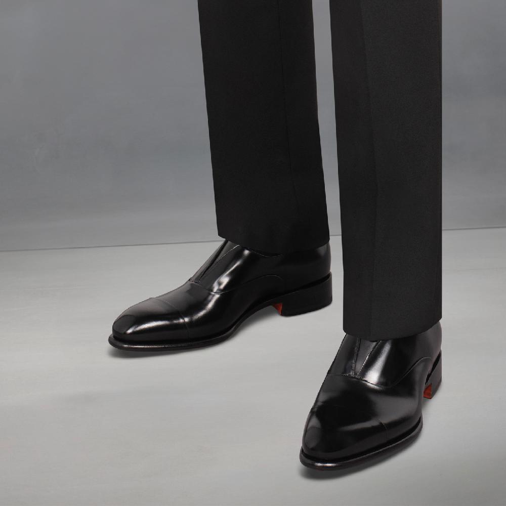 Santoni Stringata da uomo in pelle nera Fino Al -60%