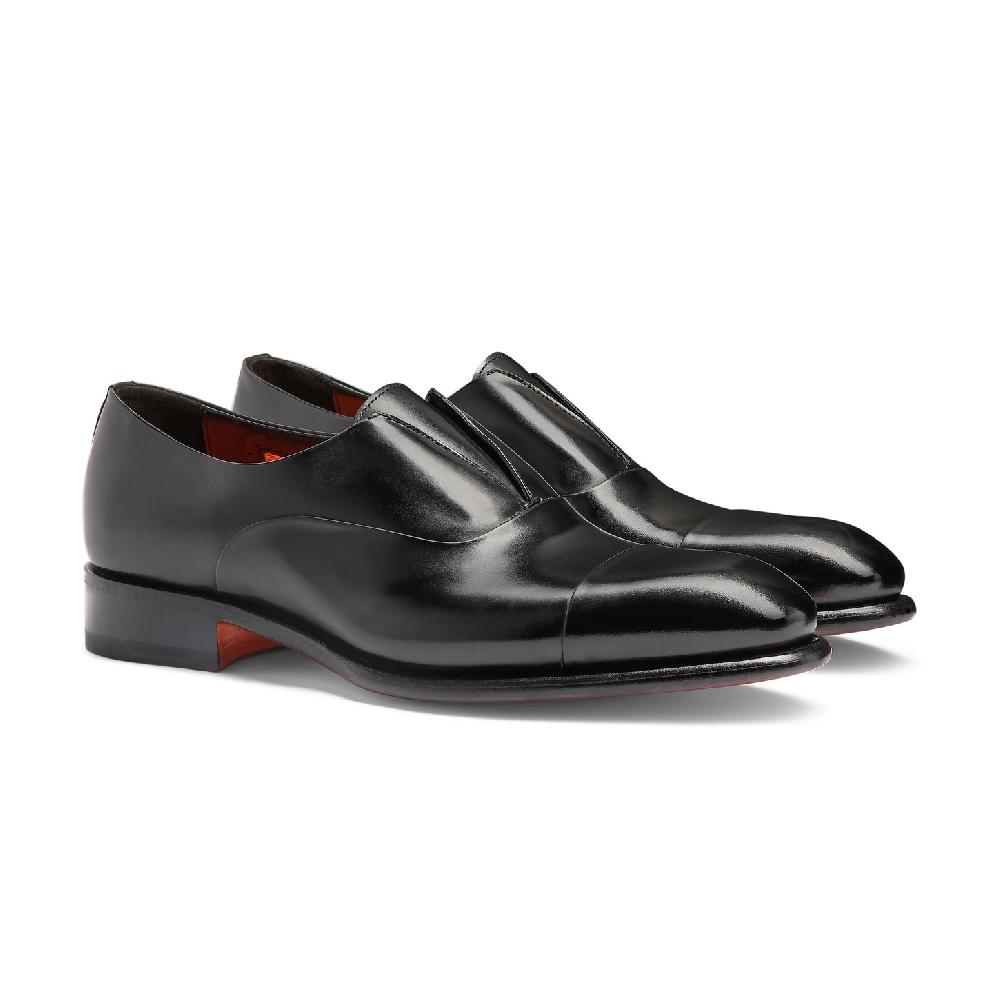 Santoni Stringata da uomo in pelle nera Fino Al -60%