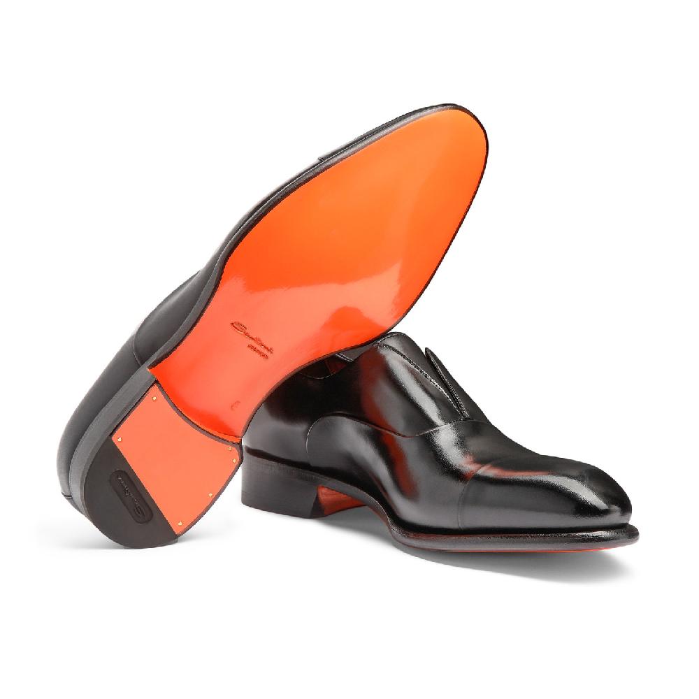 Santoni Stringata da uomo in pelle nera Fino Al -60%