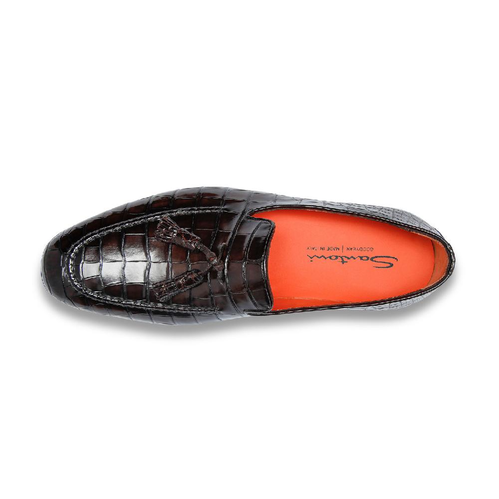 Santoni Mocassino con nappe da uomo in alligatore testa di moro Affare Del Giorno