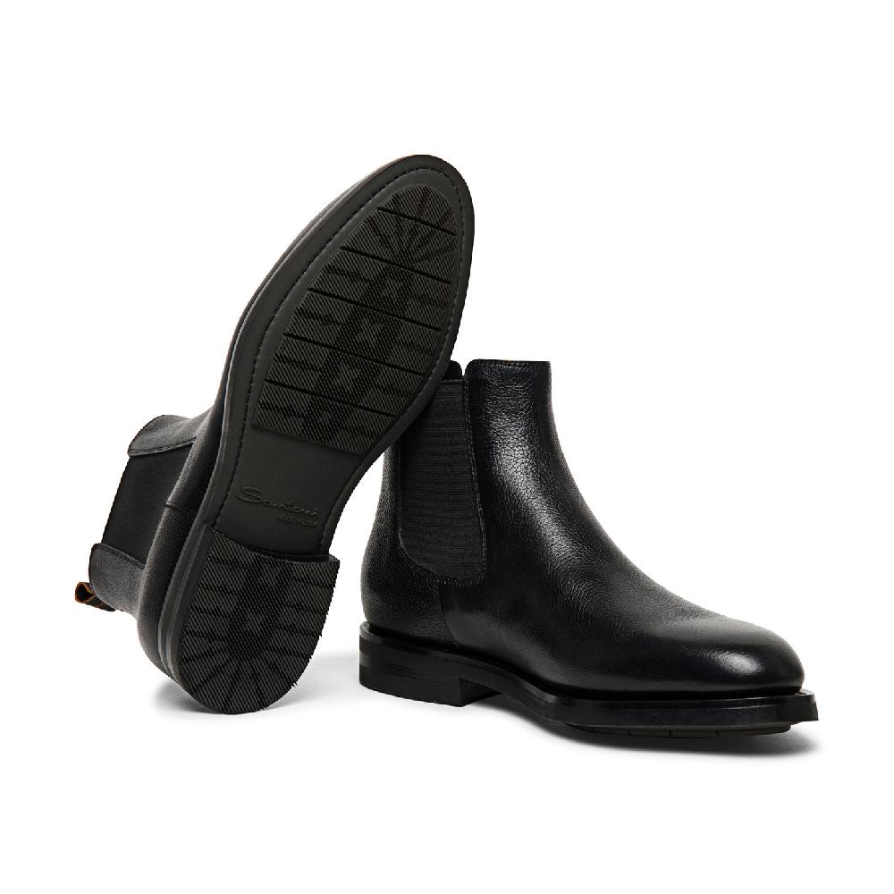 Santoni Stivaletto chelsea da uomo in pelle anticata nera Prezzo Ridotto