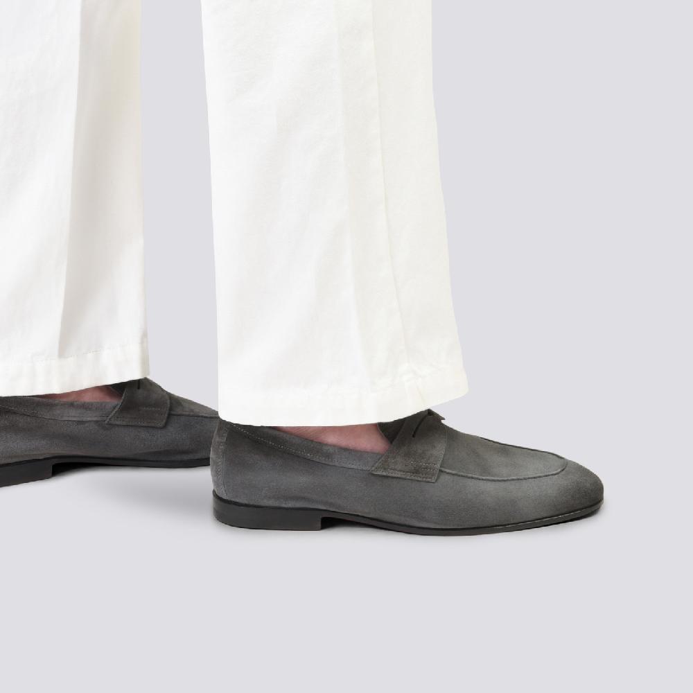 Santoni Mocassino Carlo da uomo in suede grigio Convenienza