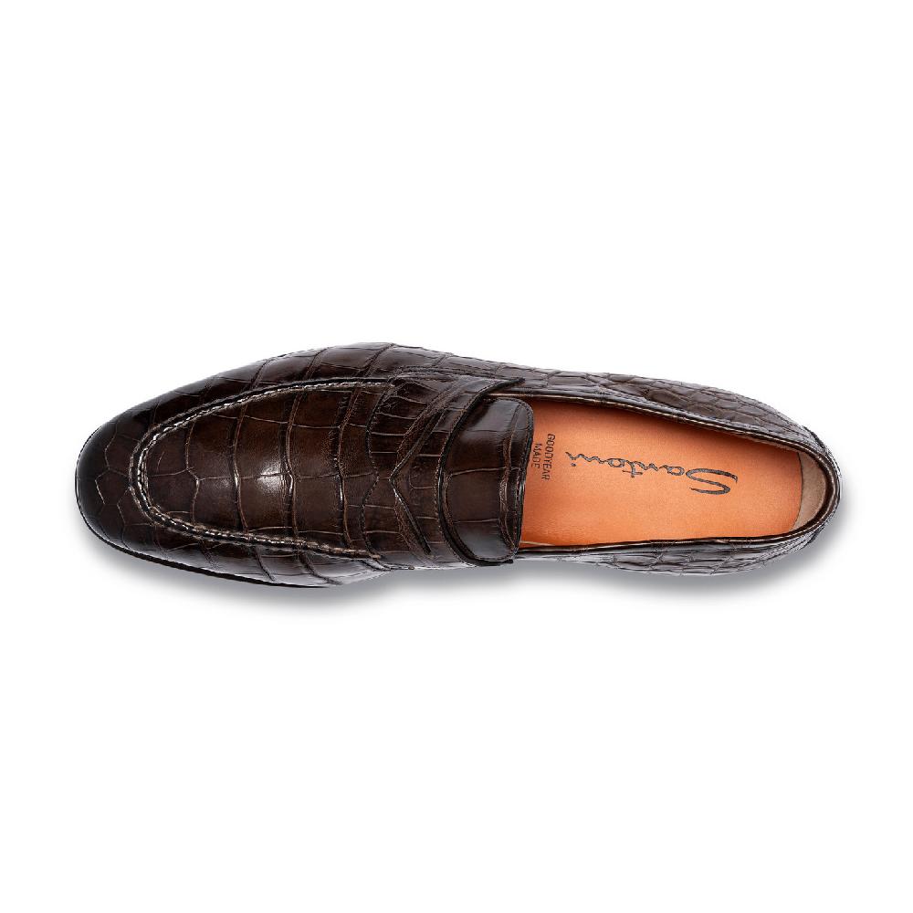 Santoni Mocassino penny da uomo in alligatore testa di moro Novità
