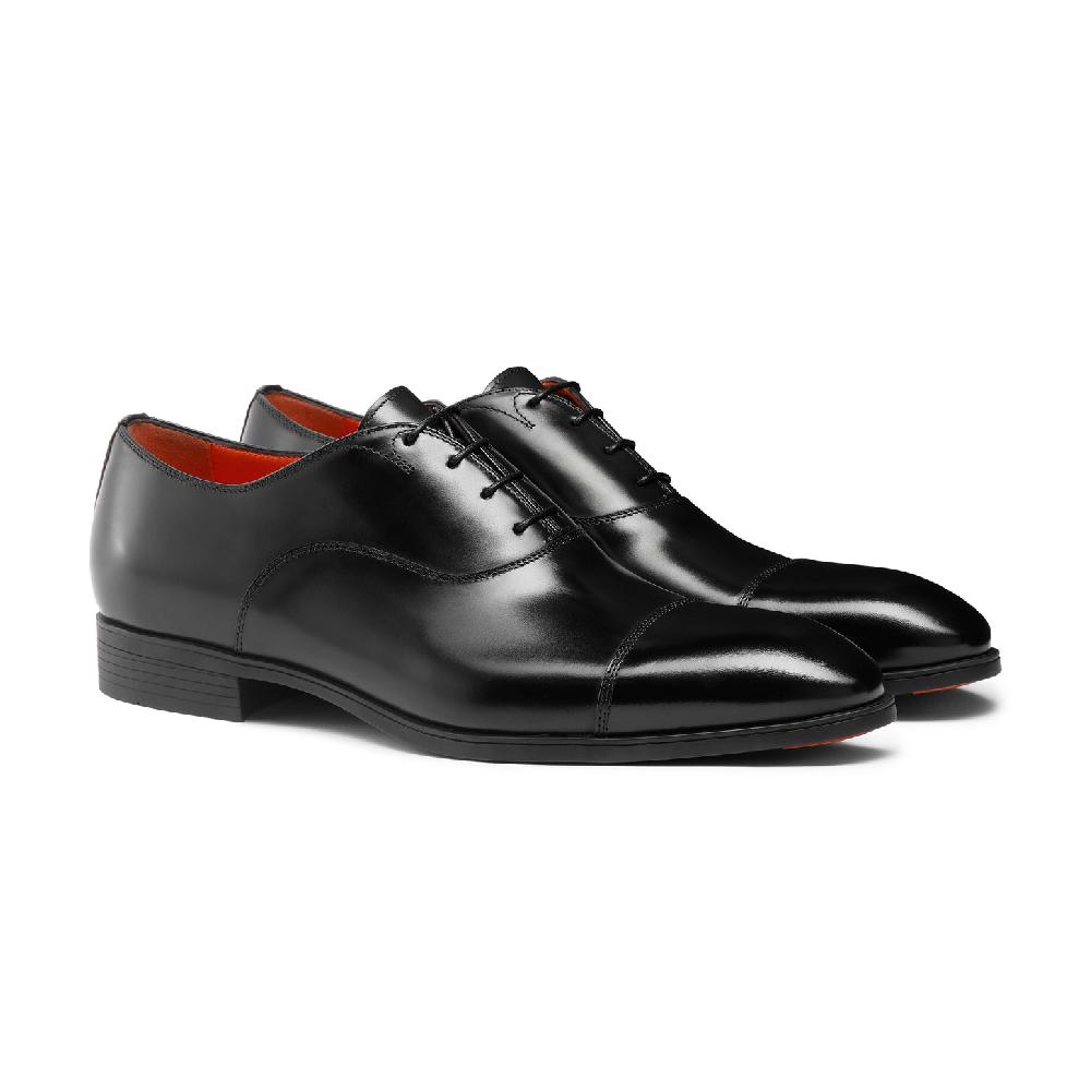 Santoni Stringata oxford da uomo in pelle nera Cyber Monday