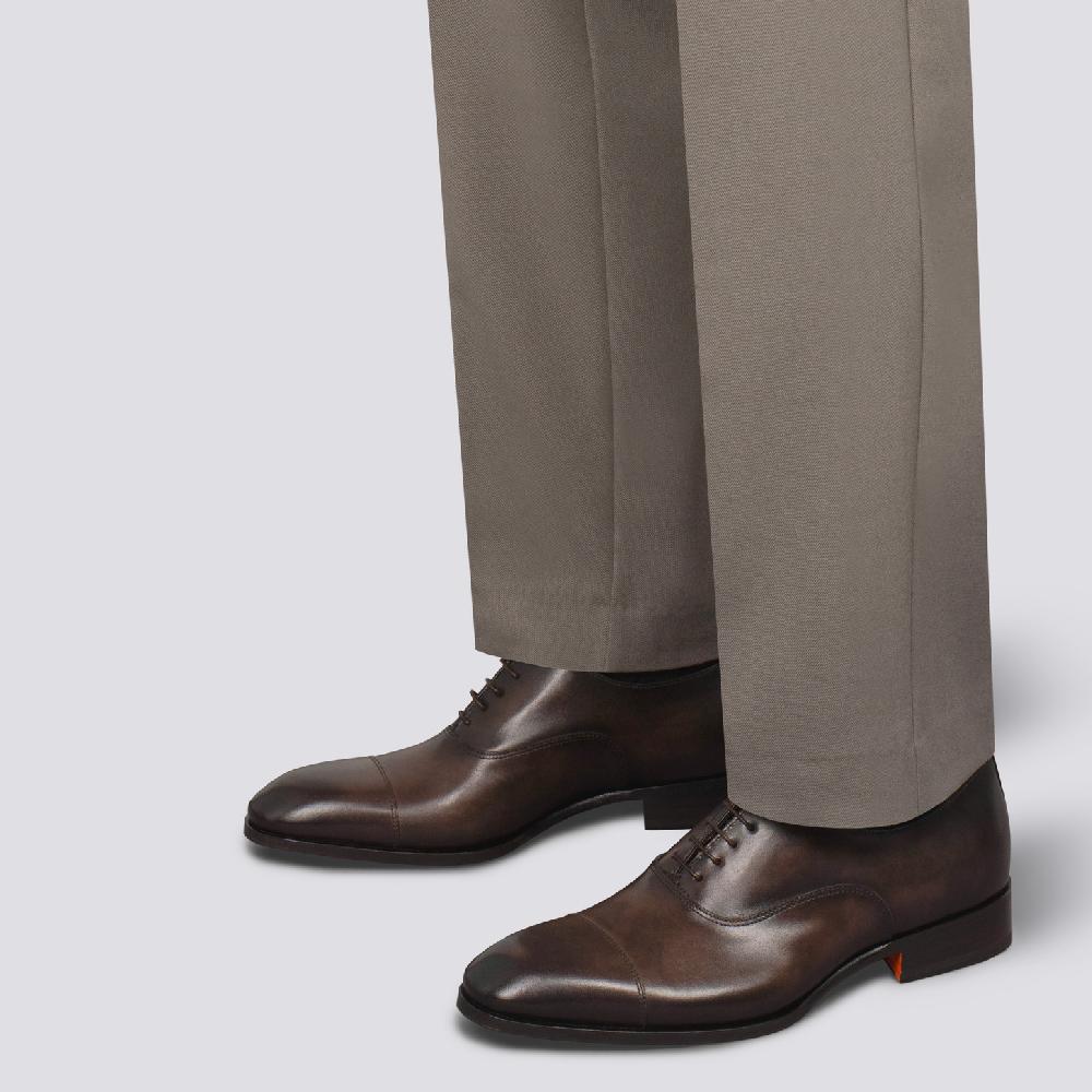 Santoni Stringata oxford da uomo in pelle anticata marrone Hotsell