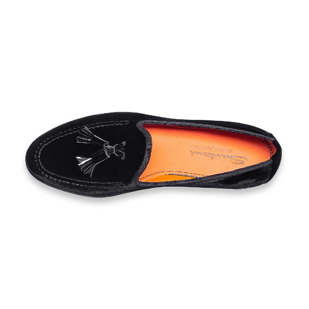 Santoni Mocassino Andrea con nappe da uomo in velluto nero Vendita Calda