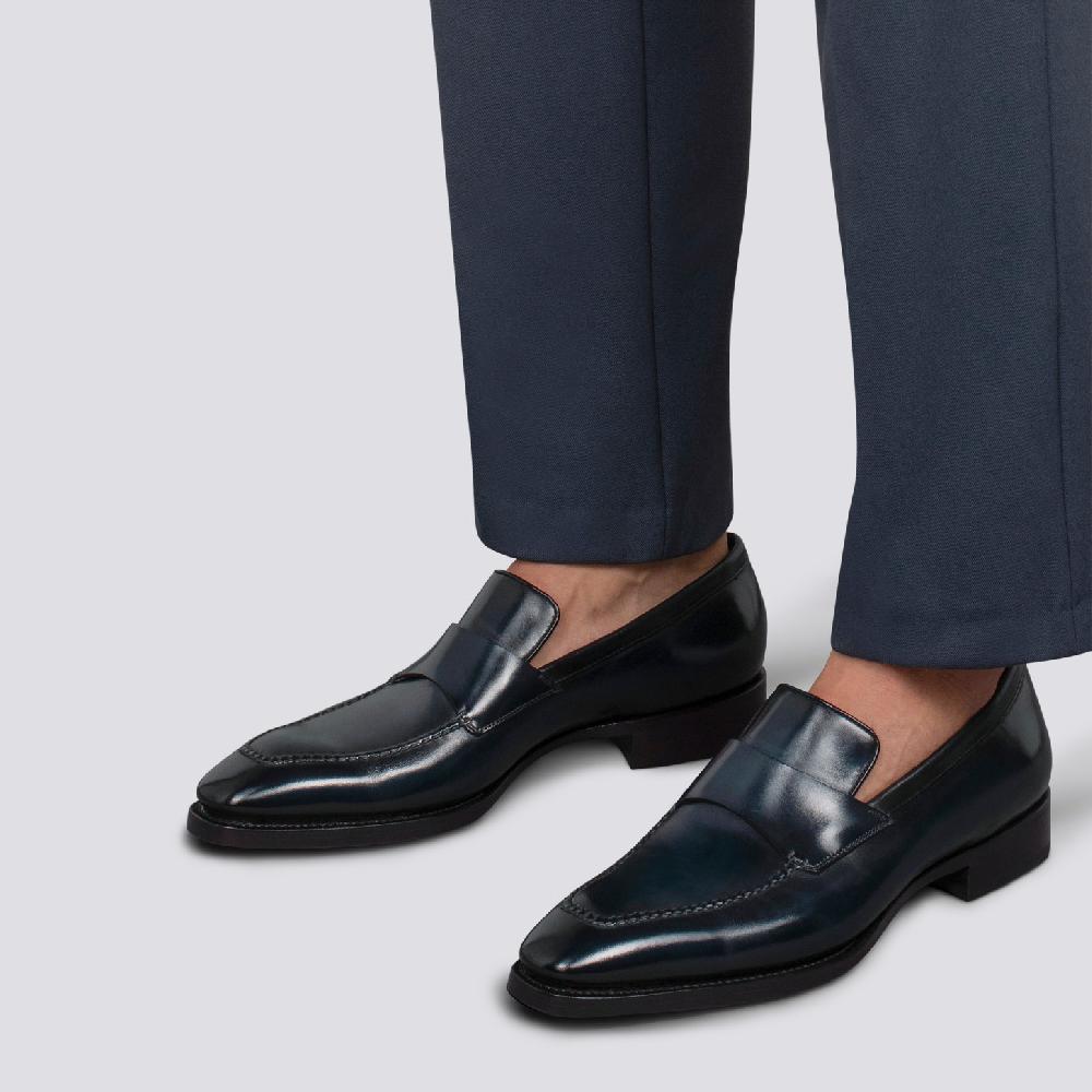 Santoni Mocassino penny Limited Edition da uomo in pelle blu I Più Venduti