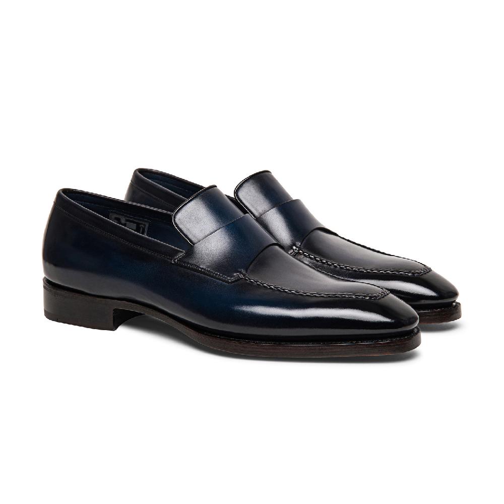 Santoni Mocassino penny Limited Edition da uomo in pelle blu I Più Venduti