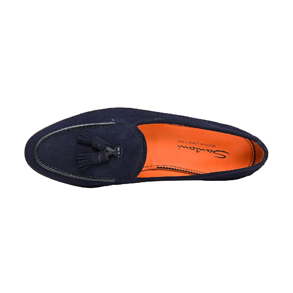 Santoni Mocassino Andrea con nappe da uomo in suede blu Vendite Flash
