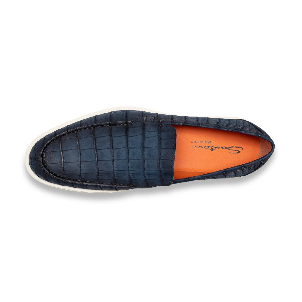 Santoni Mocassino da uomo in alligatore blu Negozio