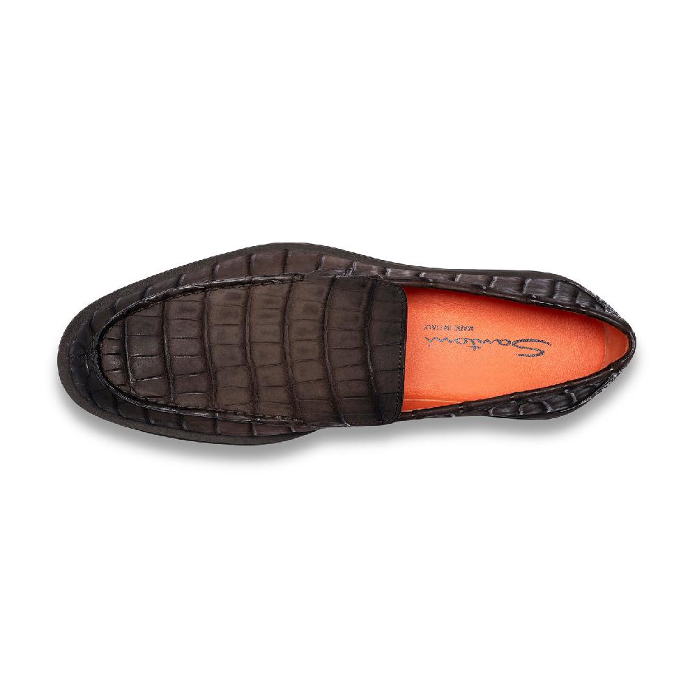 Santoni Mocassino da uomo in alligatore testa di moro In Saldo