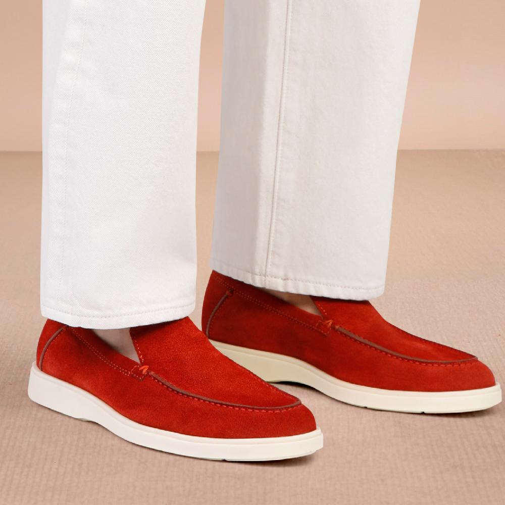 Santoni Mocassino da uomo in suede arancione Nuova