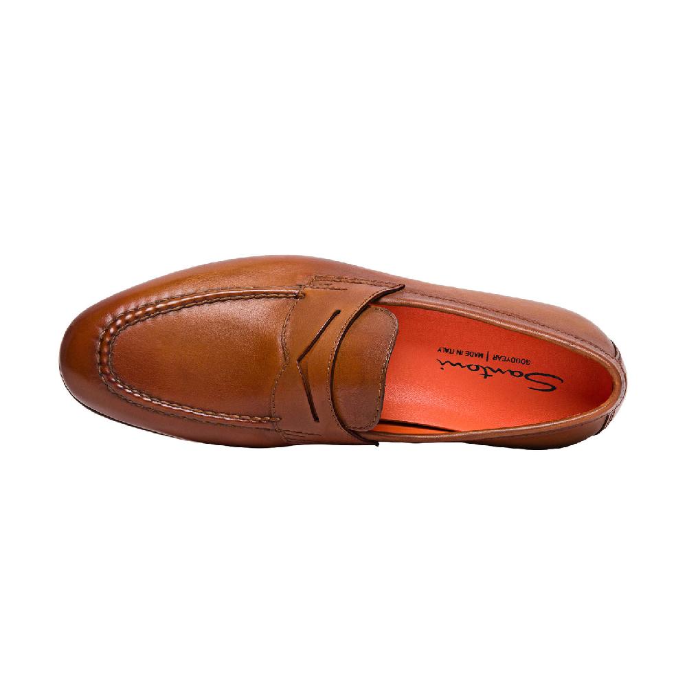 Santoni Mocassino penny da uomo in pelle marrone Moda