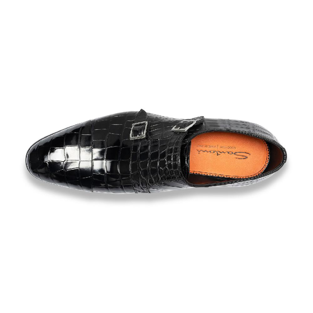 Santoni Doppia fibbia da uomo in alligatore nero 2025
