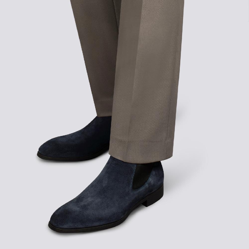 Santoni Stivaletto chelsea da uomo in suede blu In Linea