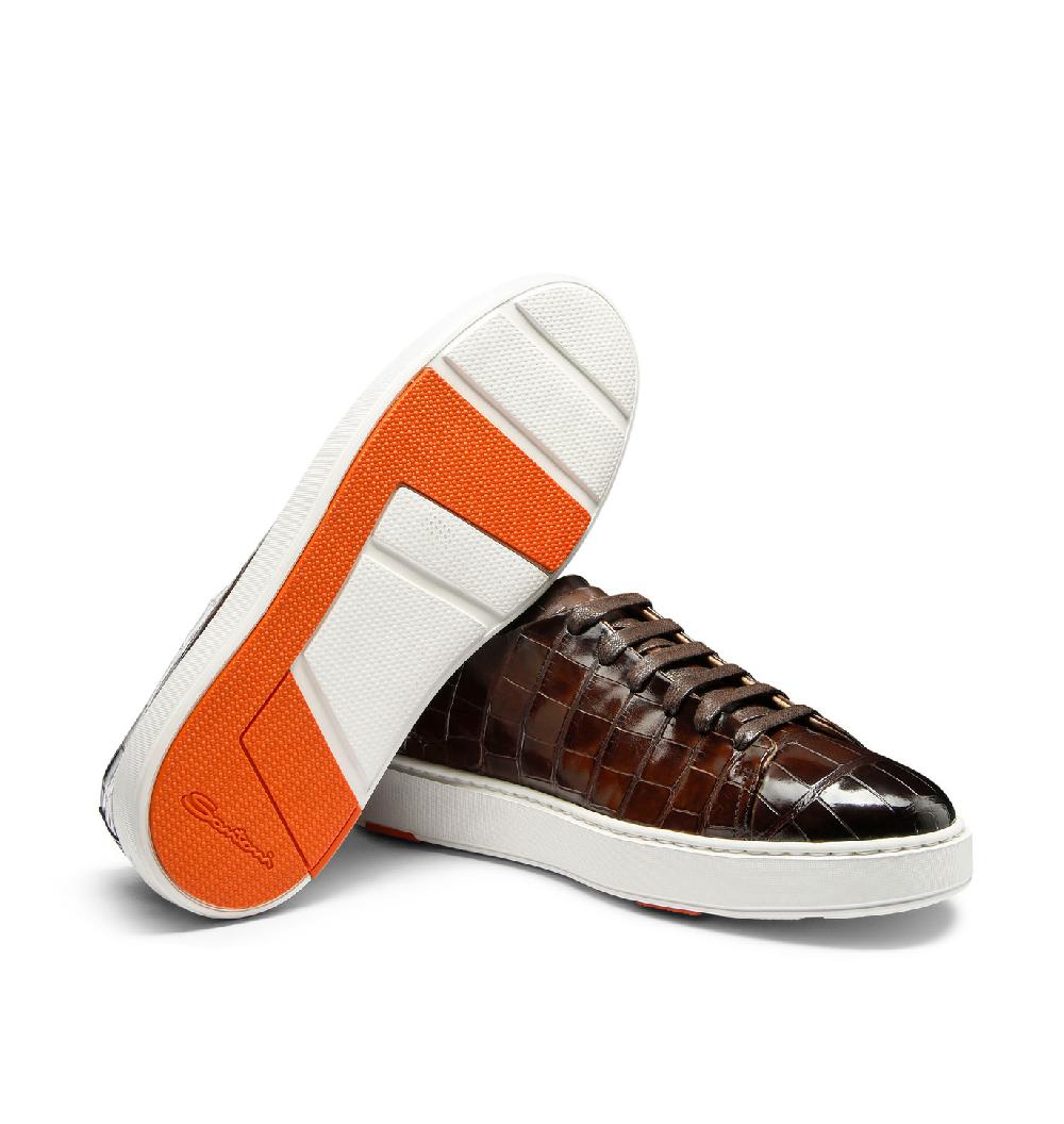 Santoni Sneaker da uomo in alligatore testa di moro Spedizione Gratuita