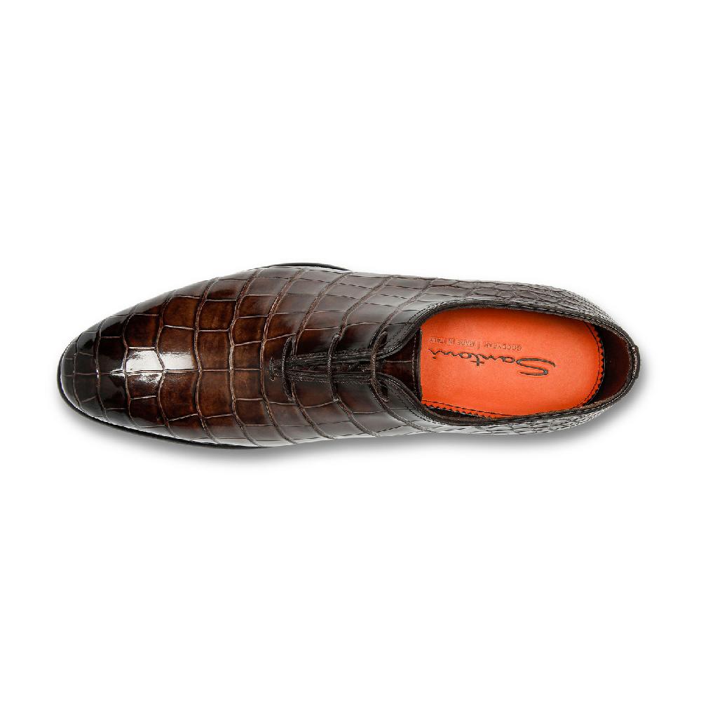 Santoni Stringata oxford da uomo in alligatore testa di moro Pezzi Unici