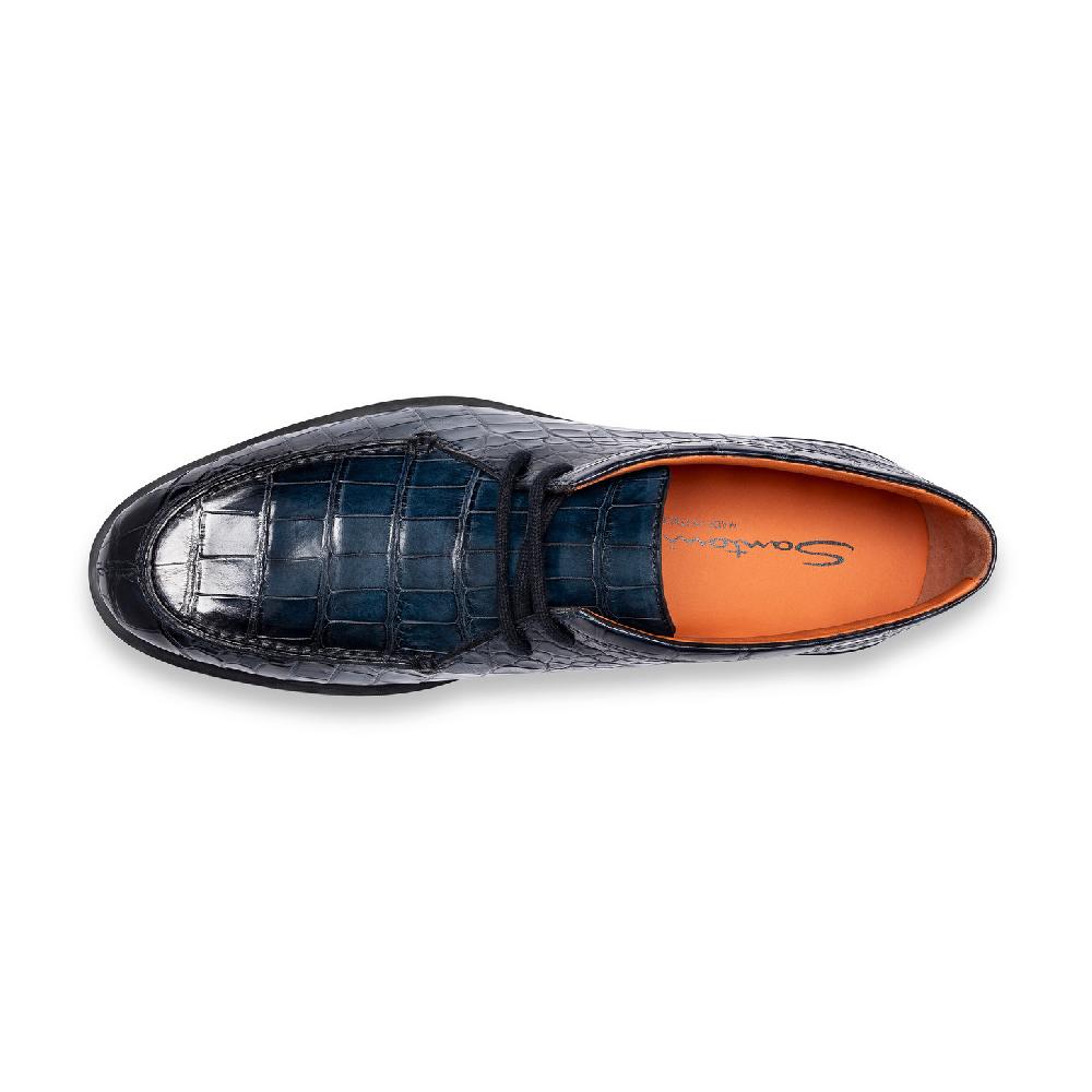 Santoni Stivaletto desert da uomo in alligatore blu Soddisfazione Garantita