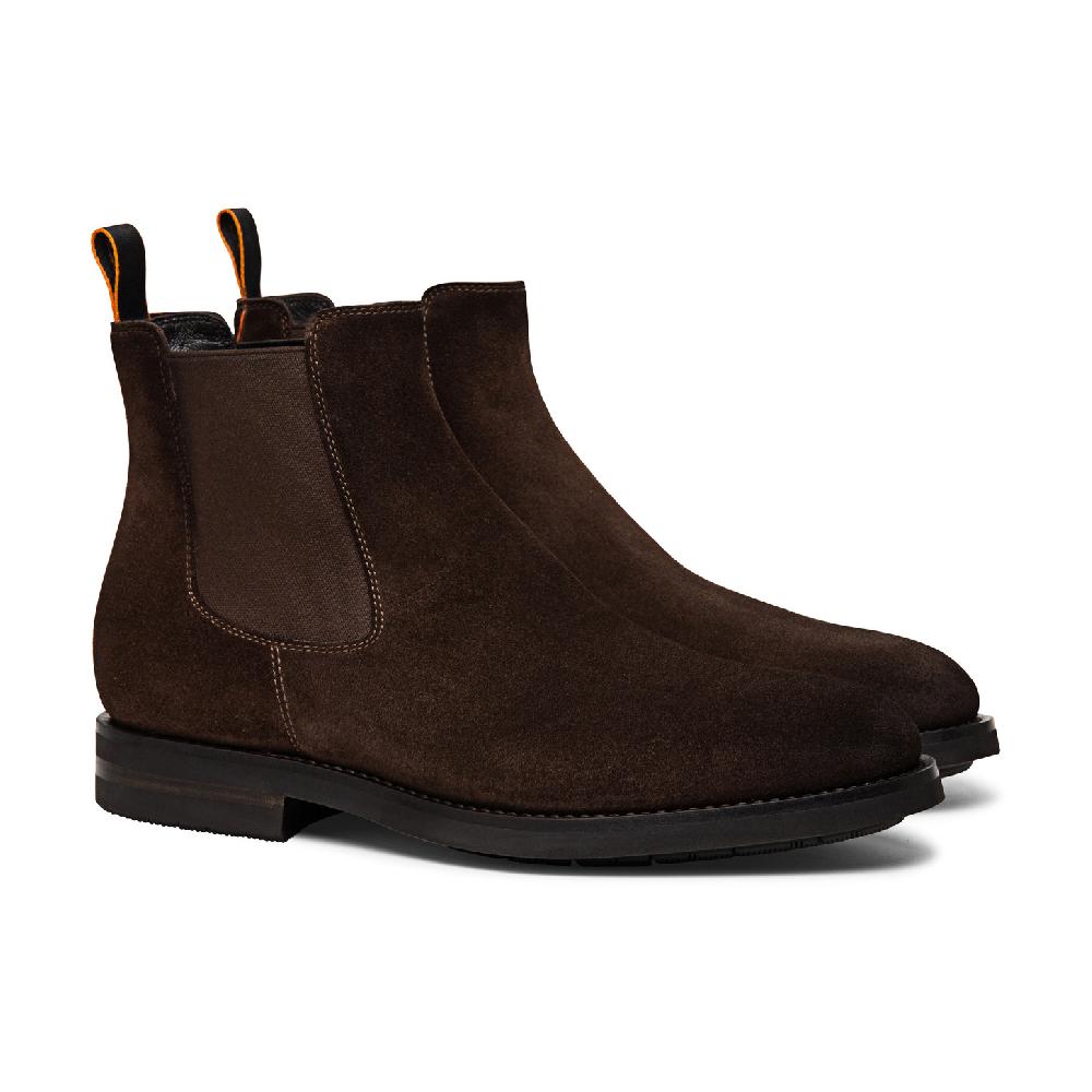 Santoni Stivaletto chelsea da uomo in suede marrone Acquista Ora