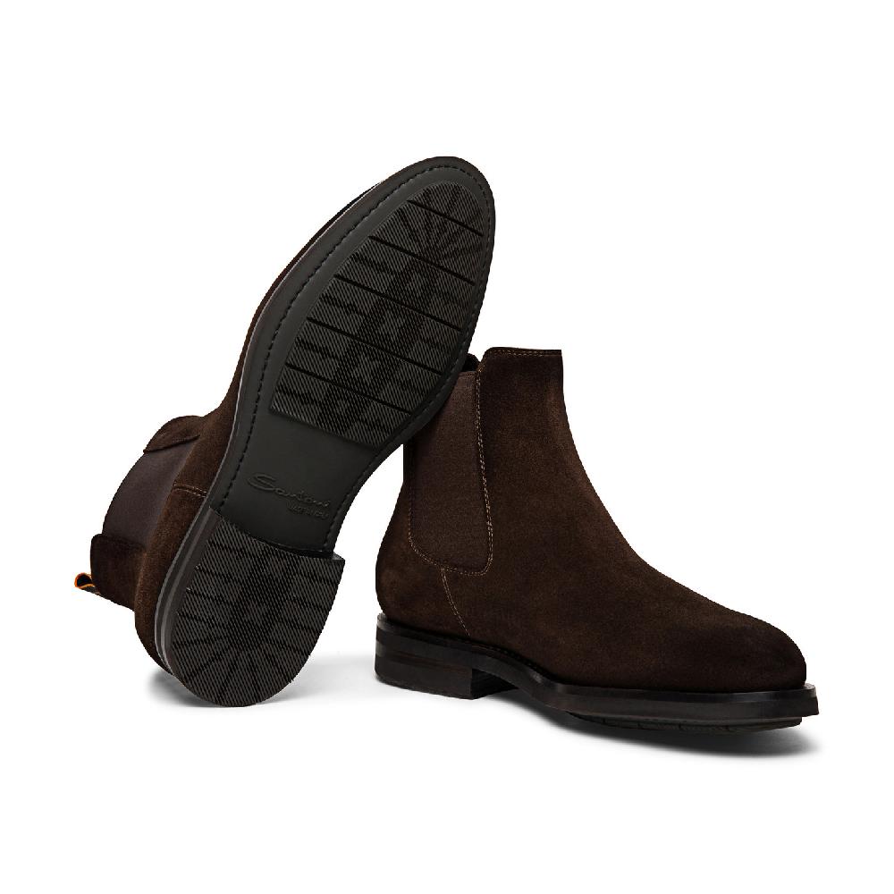 Santoni Stivaletto chelsea da uomo in suede marrone Acquista Ora