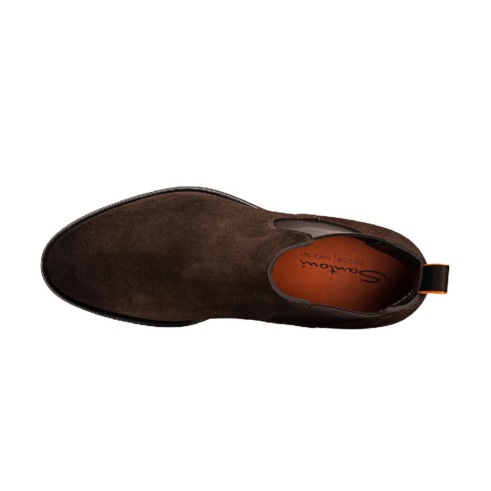 Santoni Stivaletto chelsea da uomo in suede marrone Acquista Ora