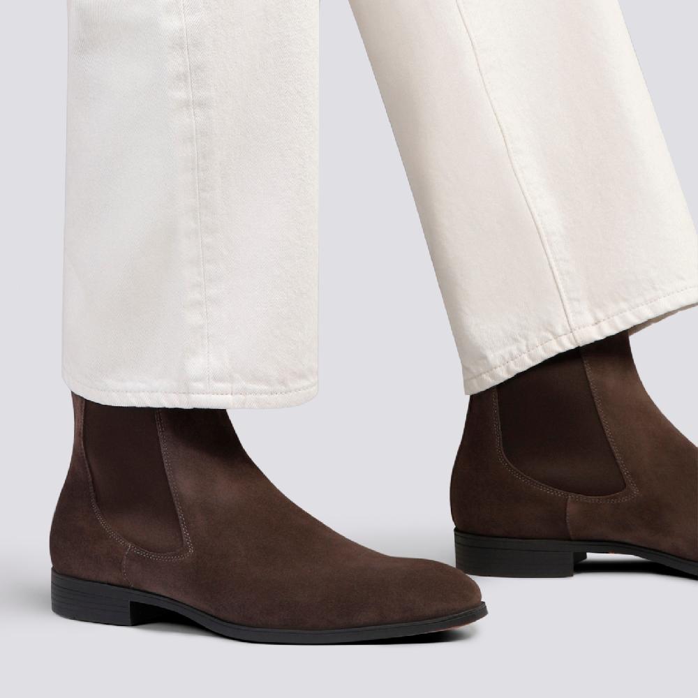 Santoni Stivaletto chelsea da uomo in suede marrone Shopping Online