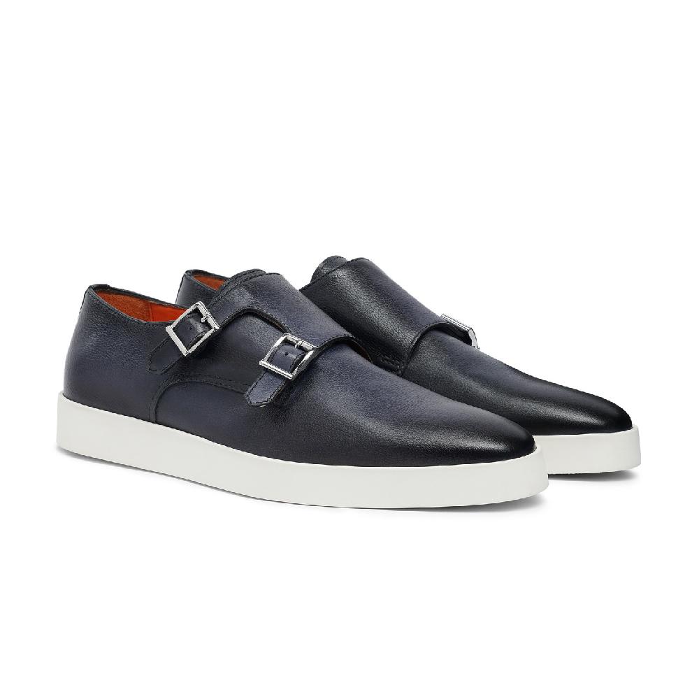 Santoni Doppia fibbia da uomo in pelle blu Affare Del Giorno