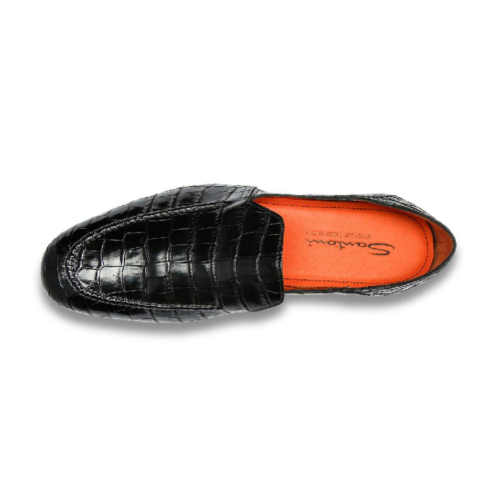 Santoni Mocassino da uomo in alligatore grigio Outlet