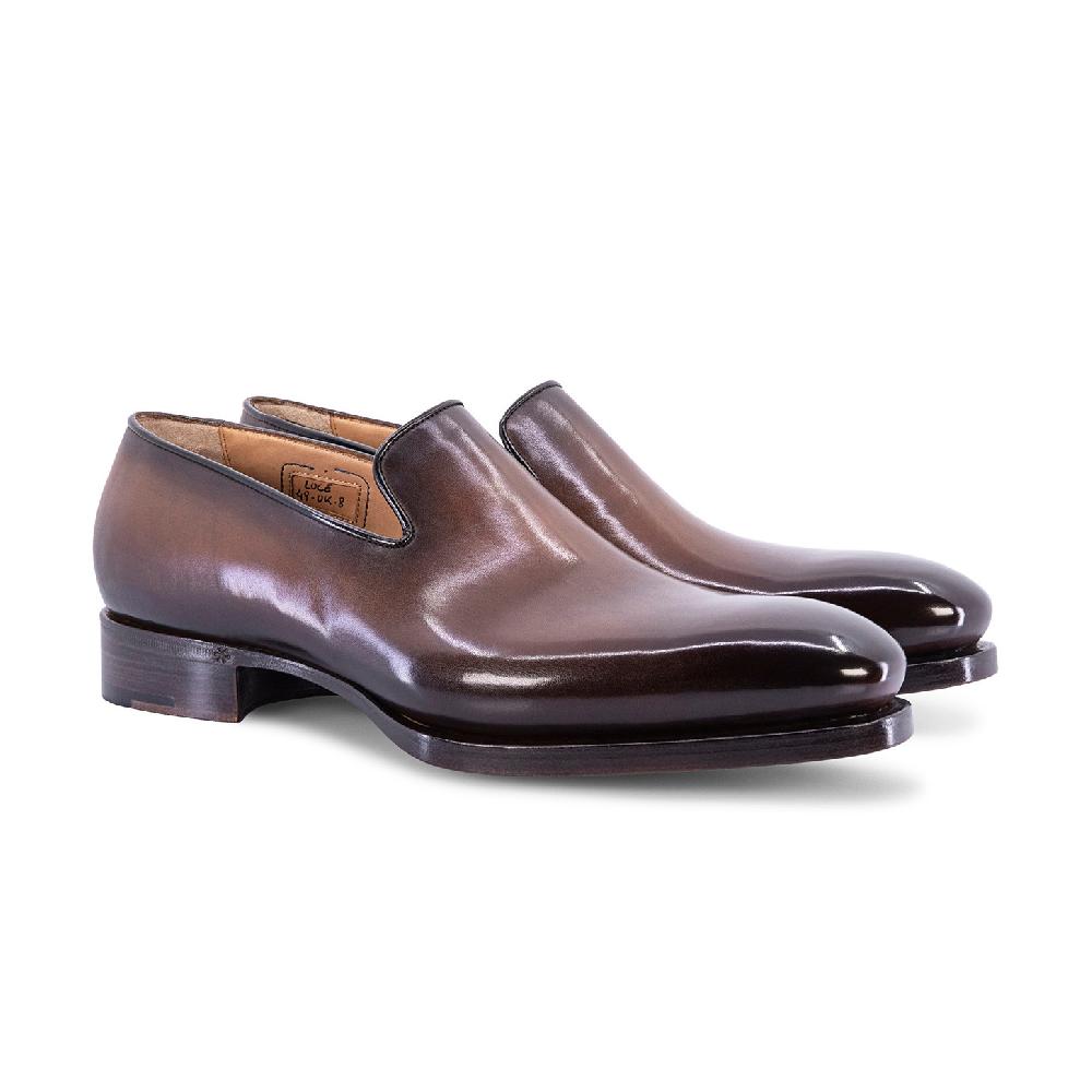 Santoni Mocassino Uniqua da uomo in pelle anticata marrone In Vendita
