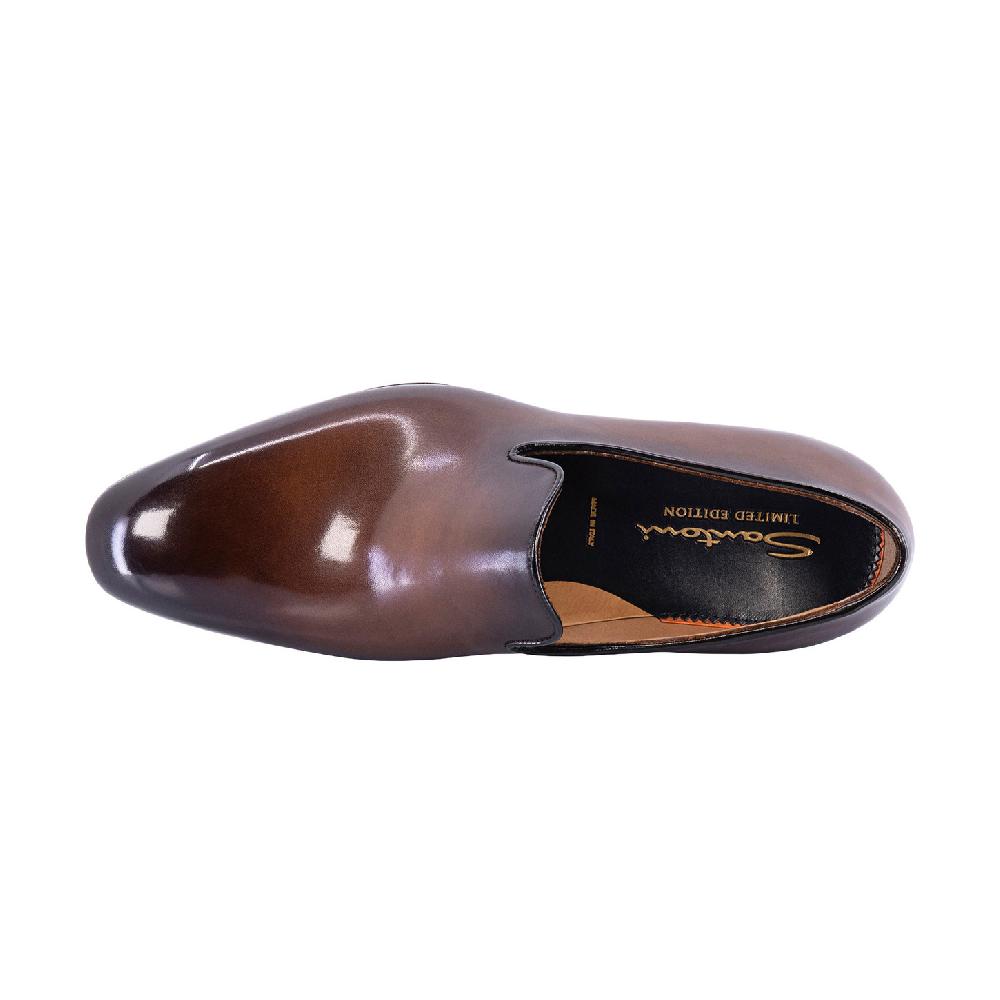Santoni Mocassino Uniqua da uomo in pelle anticata marrone In Vendita