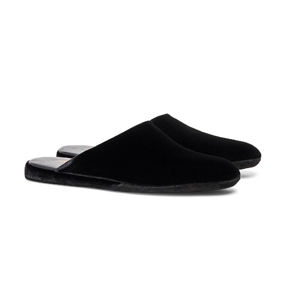 Santoni Pantofola da uomo in velluto nero Saldi