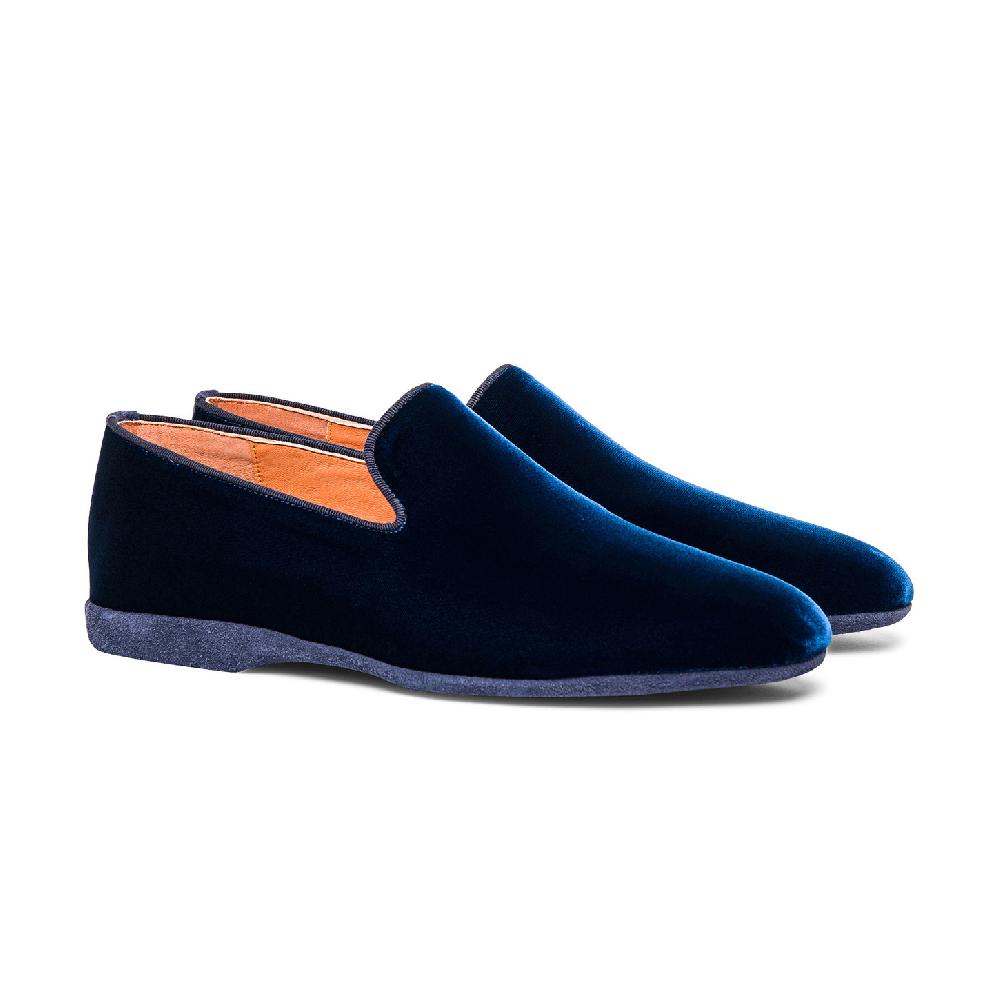 Santoni Pantofola da uomo in velluto blu Offerte
