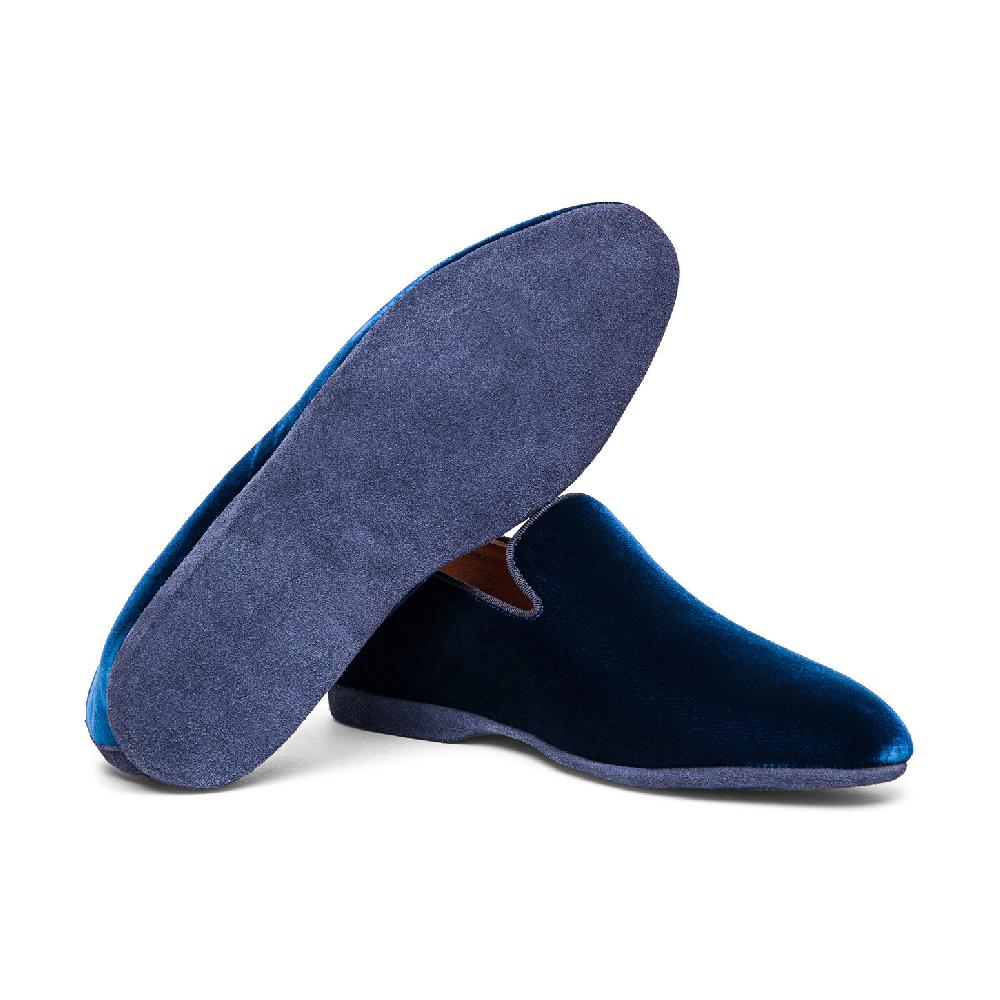 Santoni Pantofola da uomo in velluto blu Offerte