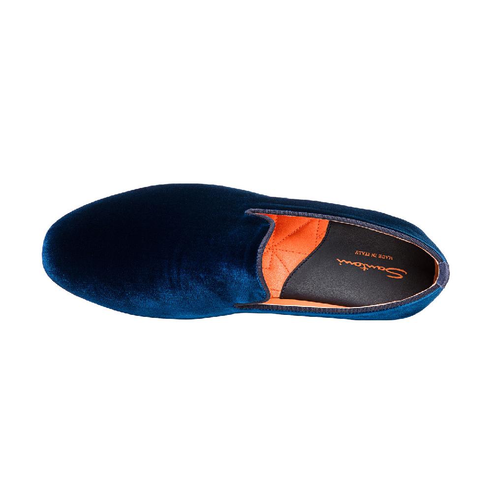 Santoni Pantofola da uomo in velluto blu Offerte