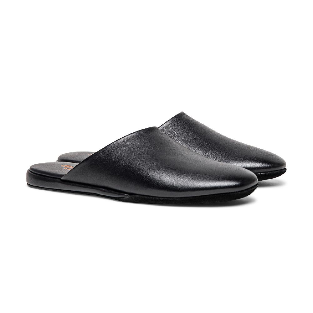 Santoni Pantofola da uomo in pelle nera Hotsell