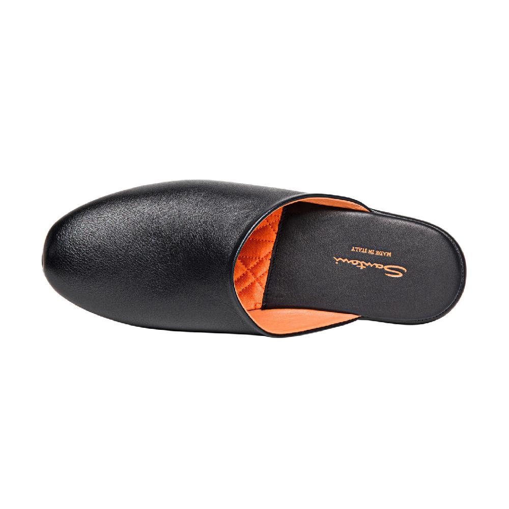 Santoni Pantofola da uomo in pelle nera Hotsell