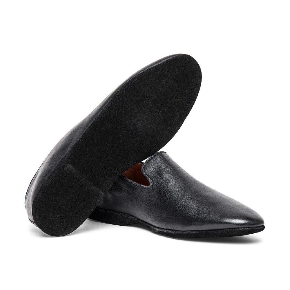 Santoni Pantofola da uomo in pelle nera Vendita Economica