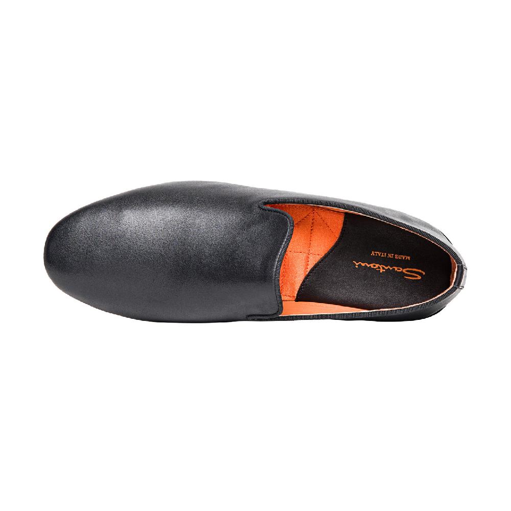 Santoni Pantofola da uomo in pelle nera Vendita Economica
