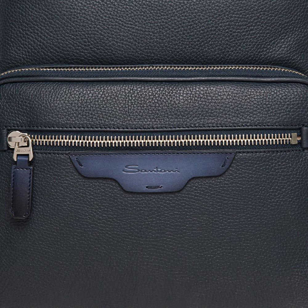 Santoni Zaino in pelle bottalata blu In Saldo