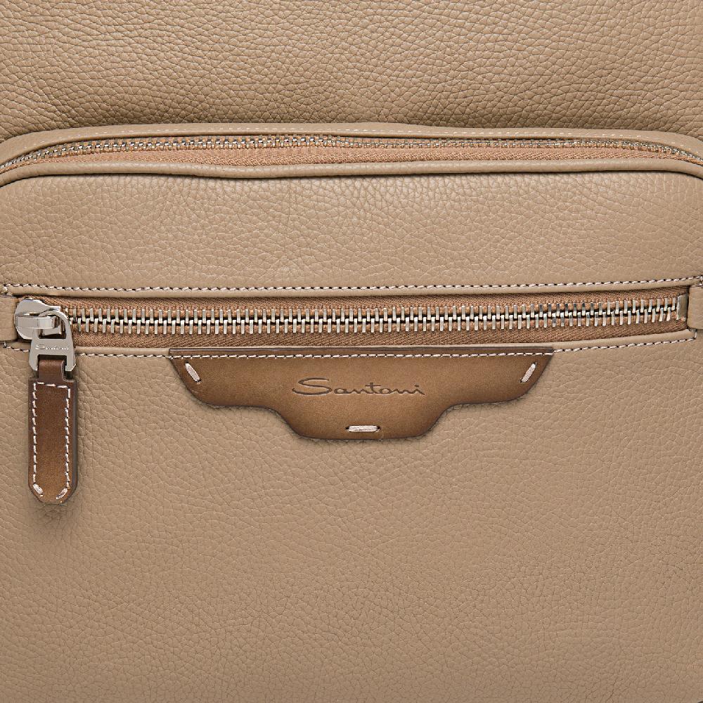 Santoni Zaino in pelle bottalata beige Nuova