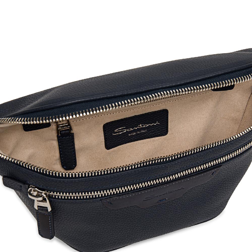 Santoni Marsupio in pelle bottalata blu Moda