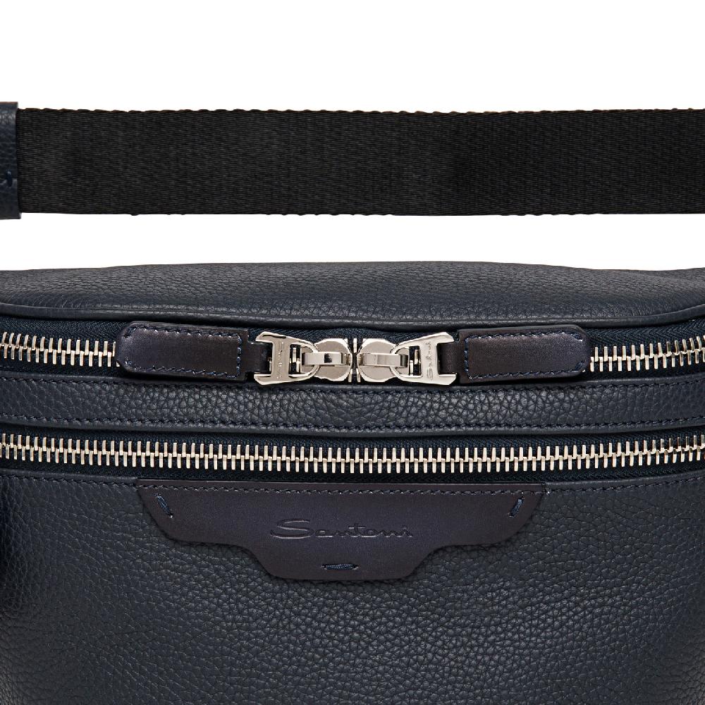 Santoni Marsupio in pelle bottalata blu Moda