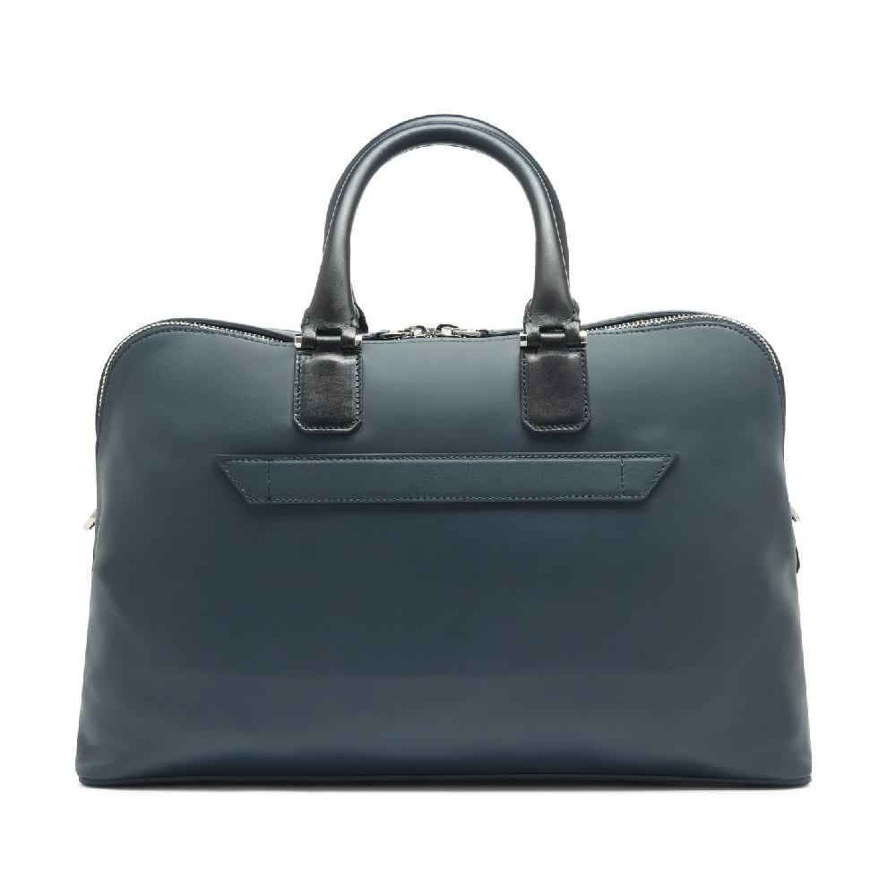 Santoni Borsa porta pc in pelle blu 2025