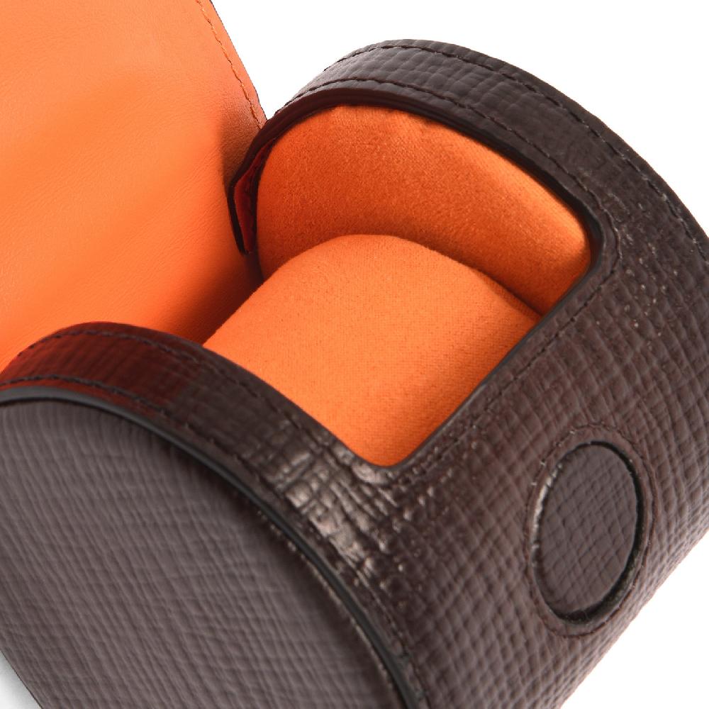 Santoni Custodia portaorologi piccola in pelle stampata marrone In Linea